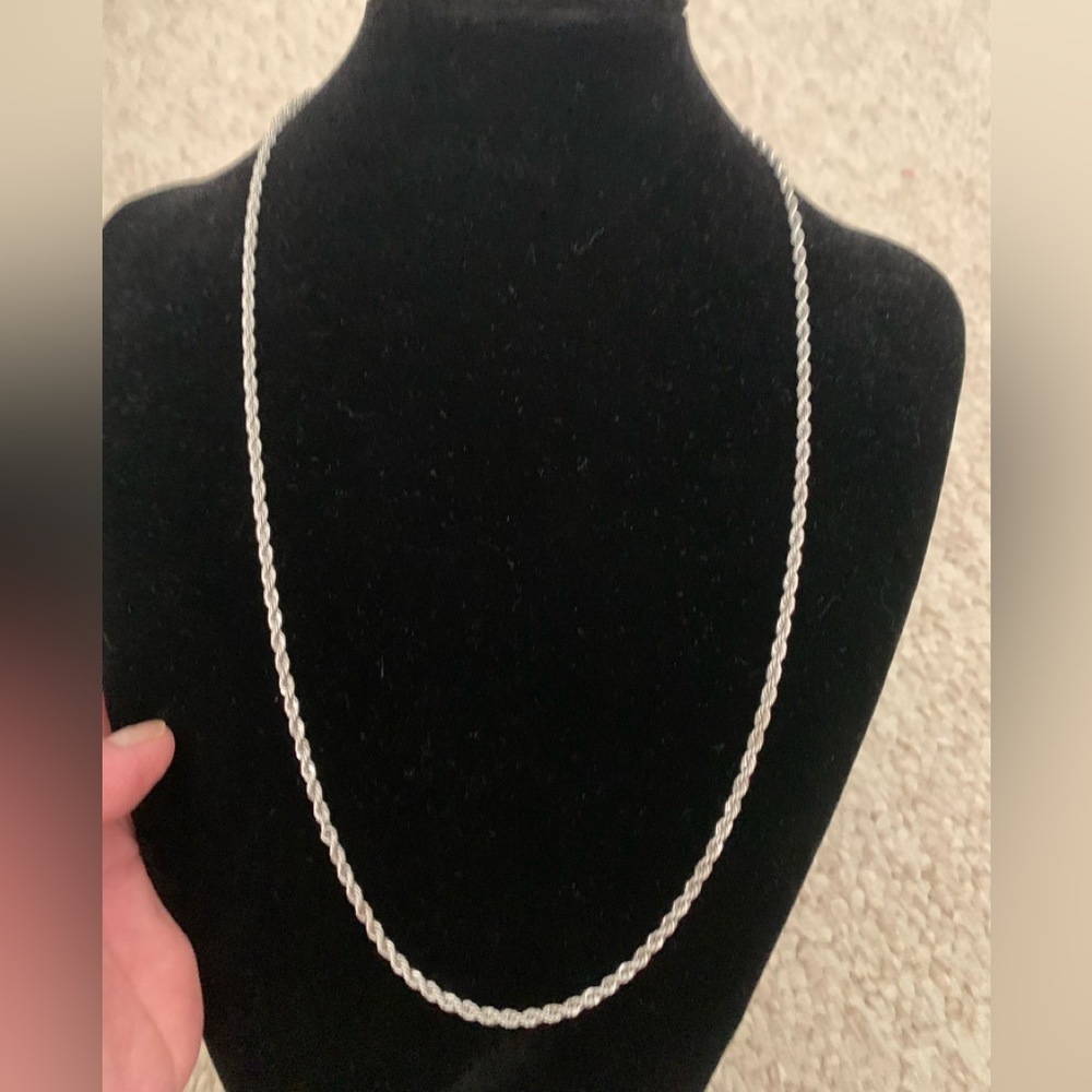 Stainless Steel Silver Rope Chain Necklace - Silver